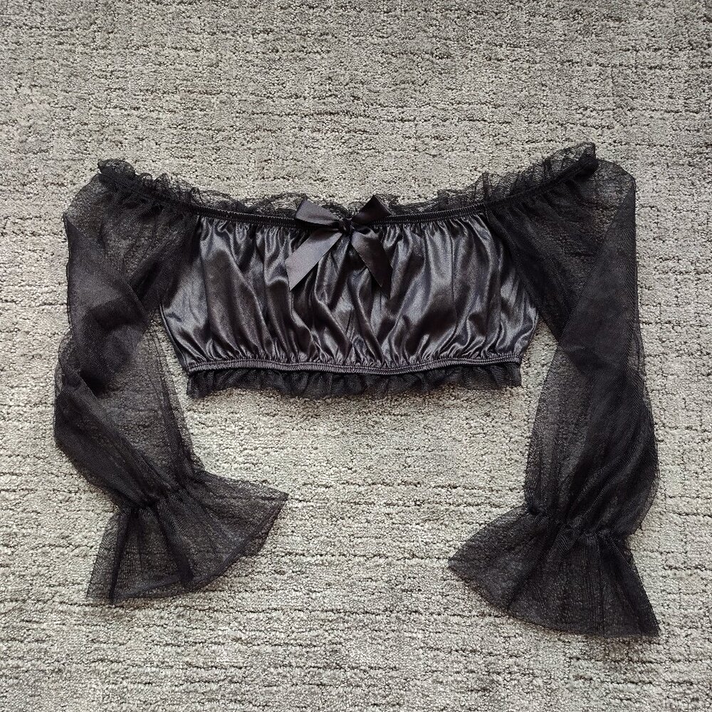 Romantic goth off the shoulder crop top